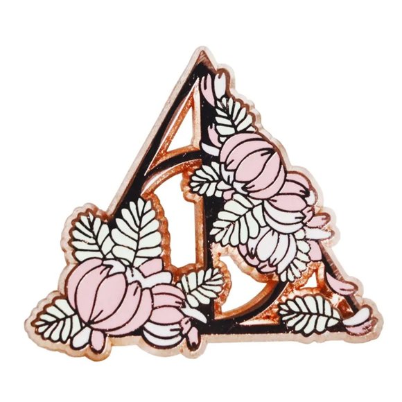 Floral deathly hallows enamel pin, 1.2 inch Harry Potter - Picture 1 of 1